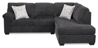 Made in Canada Morgan 2-Piece Right-Facing Chenille Fabric Sectional with Accent Pillows - Grey 