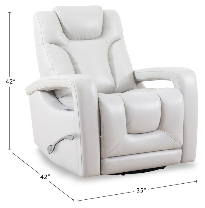 Kenzo 35\" Fog Grey Faux Leather Swivel Glider Reclining Chair 