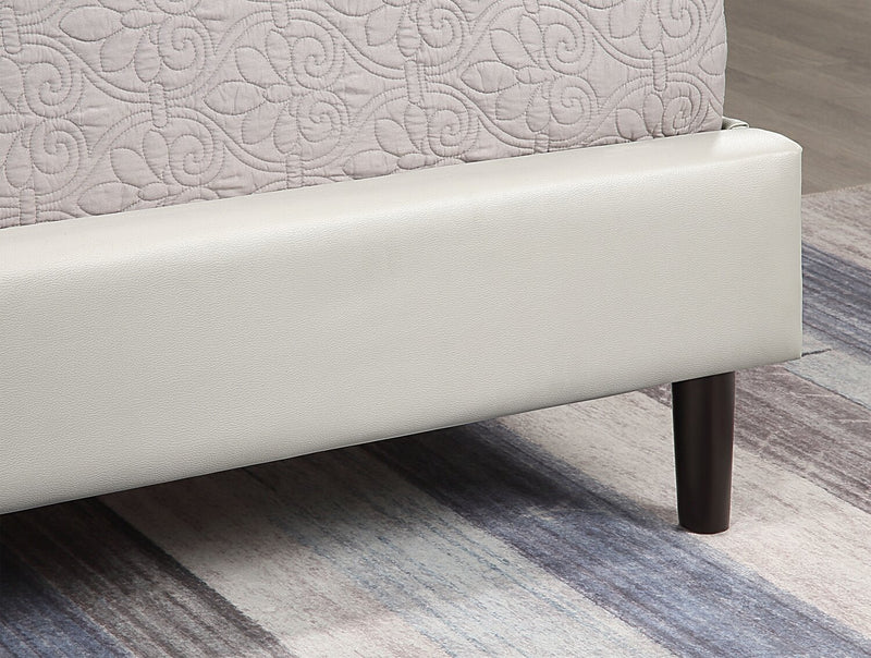 Paseo Platform Bed in Taupe Vegan-Leather Fabric - Queen Size