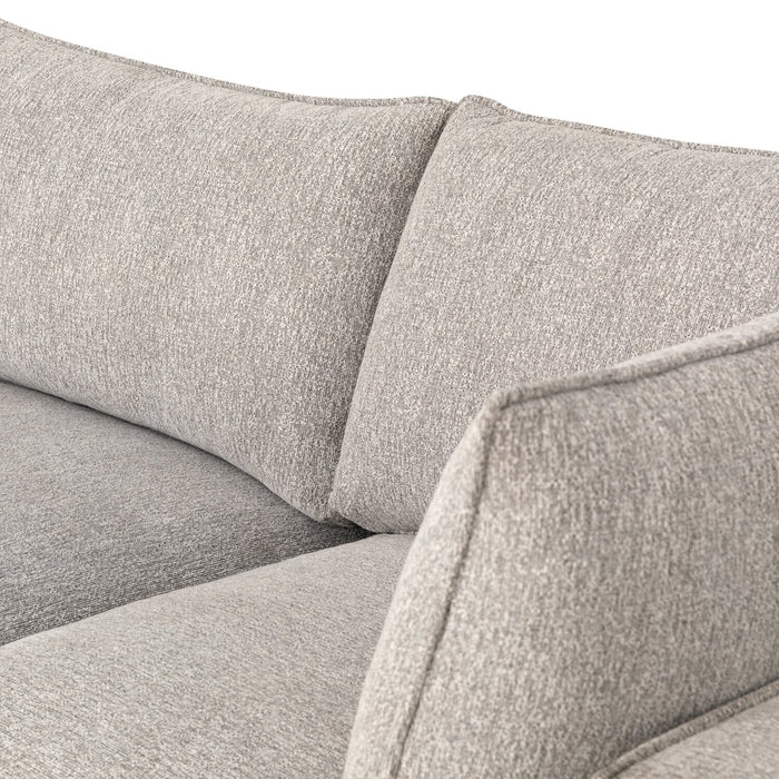 Fusion Modular 4-Piece Silver Grey Chenille Fabric Sectional with Removable Feather Down Back Cushions