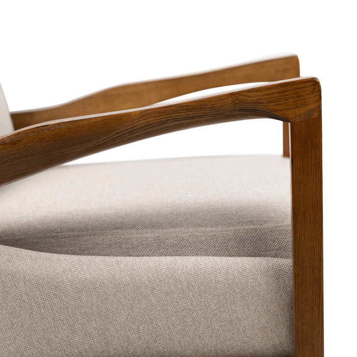 Echo 27.95\" Beige Fabric Accent Chair with Wood Arms and Legs