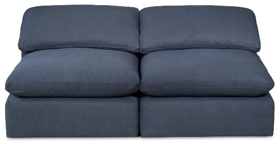 Eclipse 5-Piece Linen-Look Fabric Modular Sectional with Ottoman - Navy