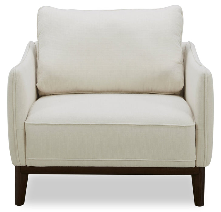 Cindy Crawford Home Gena 38.5\" Cotton White Linen-Look Fabric Chair with Removable Back Cushion