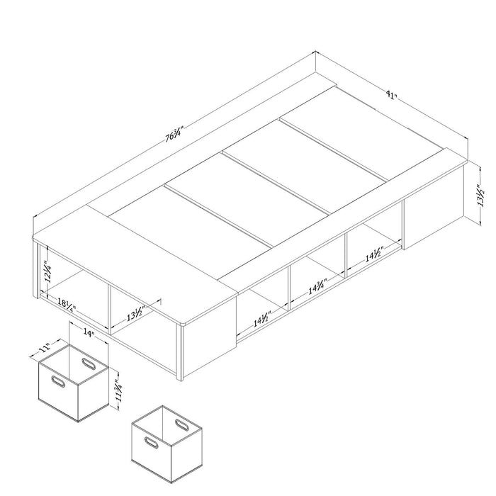 Everley Twin Platform Bed - White