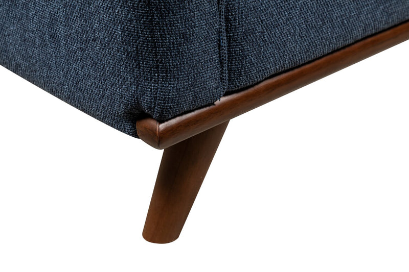 Kort & Co. Kassia 40.9\" Linen-Look Fabric Chair with Wood Base and Legs - Blue 