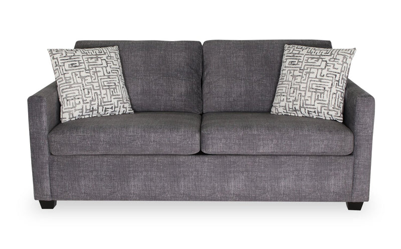 Dynasty Everlee 76.5\" Grey Microsuede Queen-Size Sofa Bed with Memory Foam and Two Accent Pillows