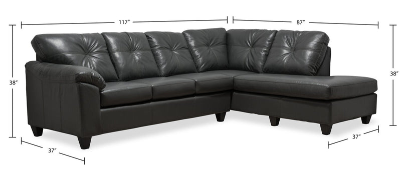 Made in Canada Addison 2-Piece Right-Facing Leather-Look Fabric Sectional with Removable Seat Cushions - Grey 