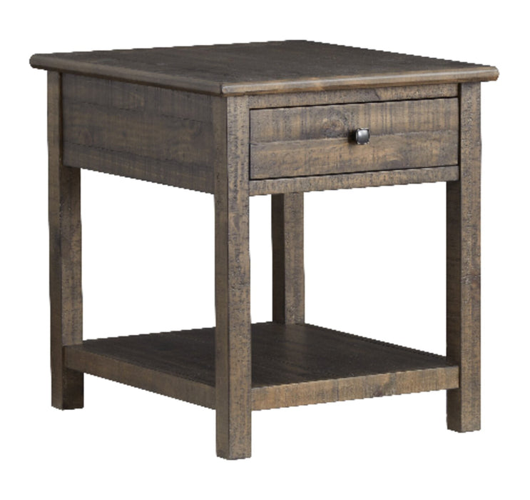 Edwin 22” Country Pine End Table with Storage - Homestead Brown