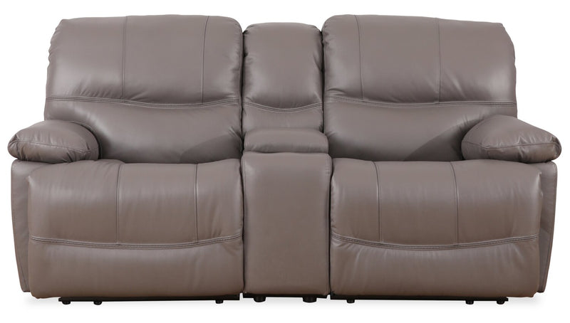 Franco 79\" Genuine Leather Zero Gravity Power Reclining Loveseat with Storage Console and USB Ports - Grey 