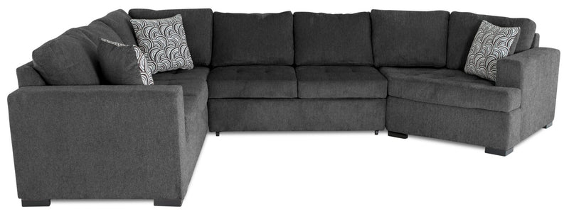 Legend 3-Piece Right-Facing Chenille Cuddler Sleeper Sectional - Pepper