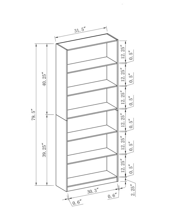 Simon 31.5\" 6-Shelf Bookcase - White