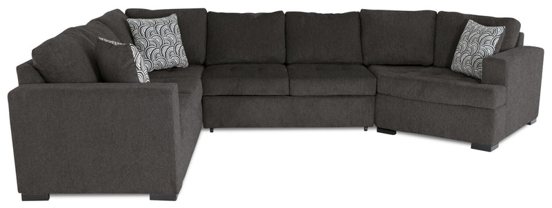 Legend 3-Piece Right-Facing Chenille Cuddler Sleeper Sectional - Pewter