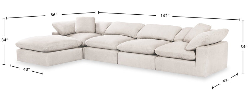 Eclipse 5-Piece Linen-Look Fabric Modular Sectional with Ottoman - Linen