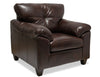 Made in Canada Addison 42\" Leather-Look Fabric Chair with Removable Seat Cushion and Tufting - Brown 