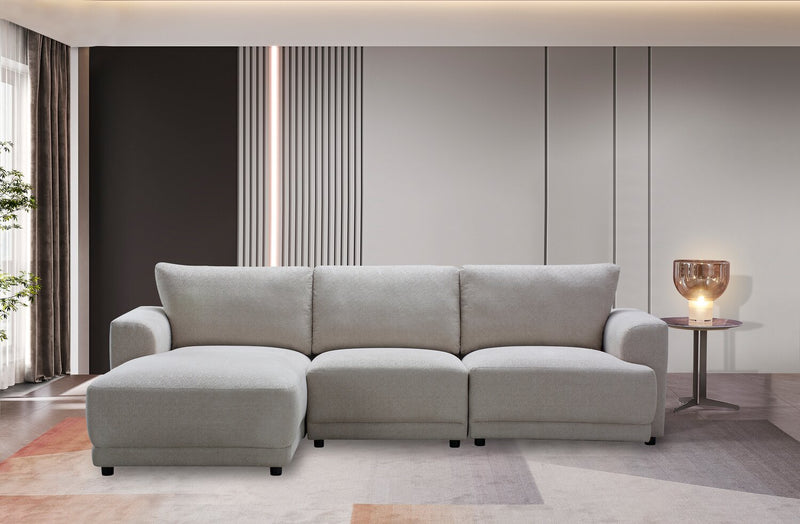 Voyage Modular 3-Piece Left-Facing Fabric Sectional with Removable Back Cushions – Beige