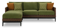 Tofino Outdoor Patio Ottoman - Resin Wicker & Aluminum - UV & Weather Resistant - Green/Brown/Black