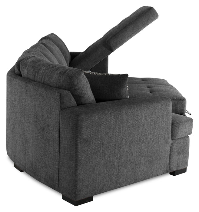 Legend 3-Piece Left-Facing Chenille Cuddler Sleeper Sectional with Chaise - Pepper 
