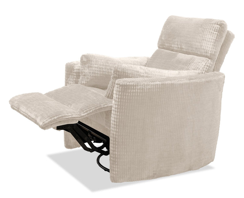Remi 38\" Fabric Swivel Glider Power Reclining Chair with USB ports – White 