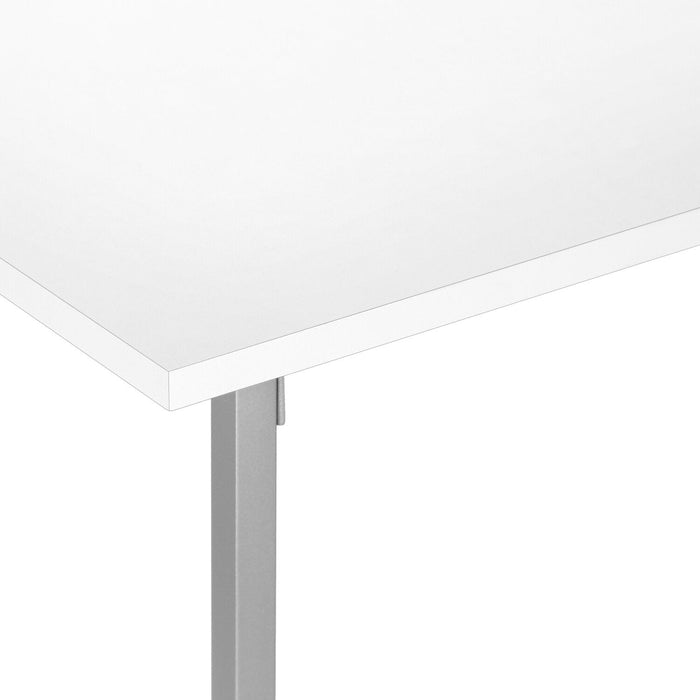 Atlas 40\" Modern Coffee Table - White Top with Grey Metal Legs