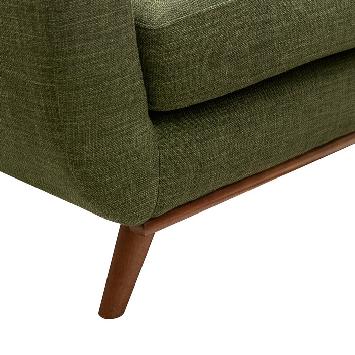 Kort & Co. Freeman 80” Avocado Green Linen-Look Fabric Condo Size Sofa with Wood Base and Legs