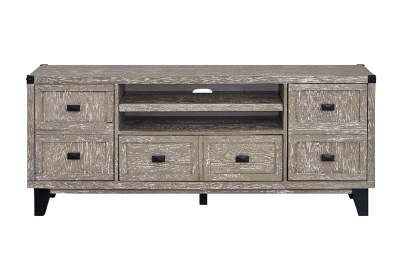 Eamon 64” Solid Wood TV Stand with Storage - Grey