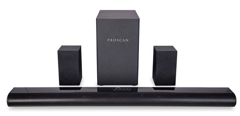 Proscan 32\" 5.1-Channel 140W Bluetooth Soundbar with Wired Subwoofer and Wireless Surround Sound