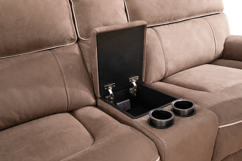 Newport 6-Piece Faux Suede Power Reclining Sectional – Taupe 