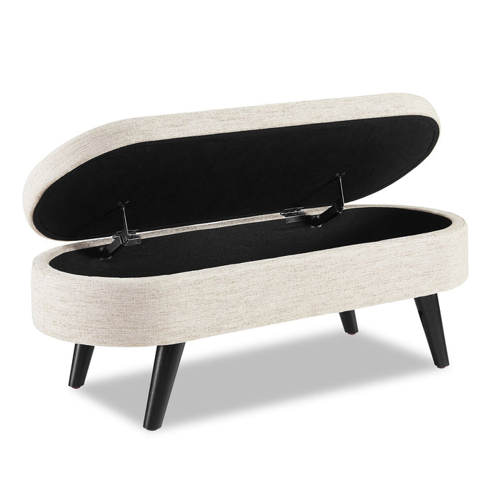 Montreal Oval Fabric Storage Ottoman - White