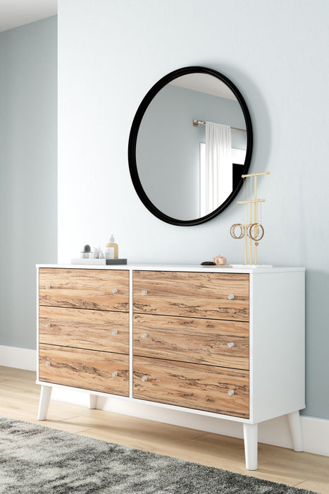 Wolf Bedroom 6-Drawer Dresser, 59\"W x 33.9\"H, Modern Mid-Century - Two-tone White & Natural 