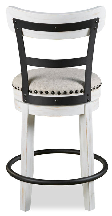 Otis Counter-Height Stool with Swivel Seat & Vegan Leather Fabric, 24\"H, Metal - White 