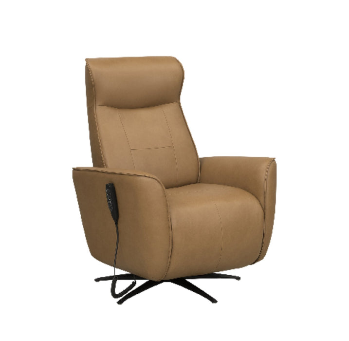 Serene 31\" Tan Genuine Leather Power Reclining Massage Chair with Power Headrest and Heated Seat