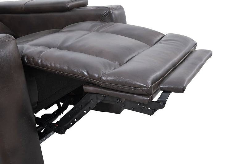 Escape 39\" Power Reclining Chair with Power Headrest and Surround Sound - Dark Brown Leather-Look Fabric