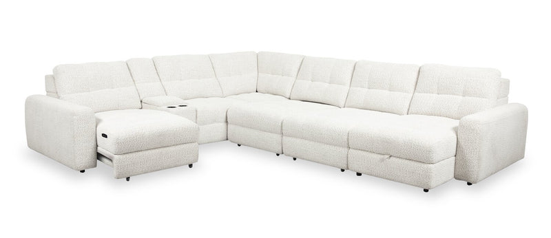 Scott Living Elevate Modular 7-Piece Right-Facing Beige Chenille Fabric Sectional with Power Sliding