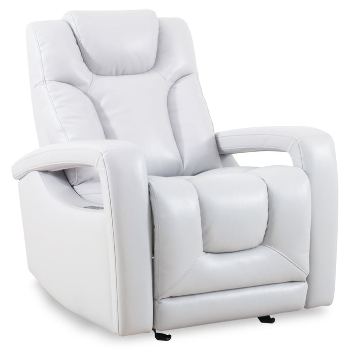 Kenzo 35\" Fog Grey Faux Leather Power Reclining Chair with Power Headrest, Footrest and USB Port
