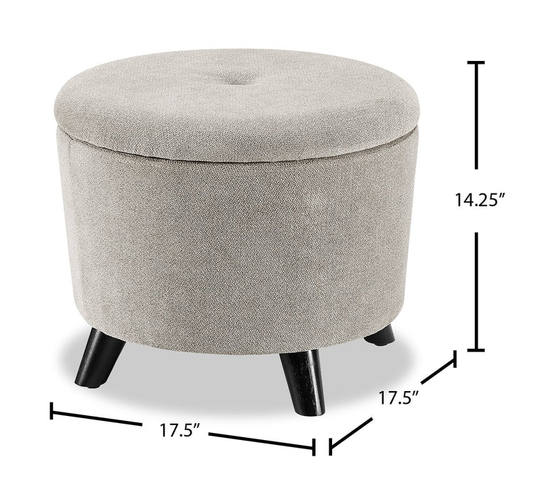 Winnipeg Round Fabric Storage Ottoman - Grey