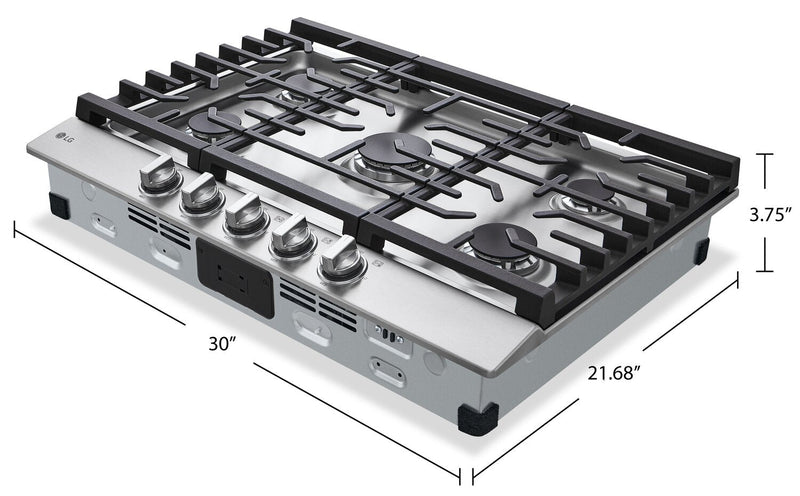 LG 30\" 5-Element Gas Cooktop - Smudge Proof Stainless Steel - CBGJ3023S 
