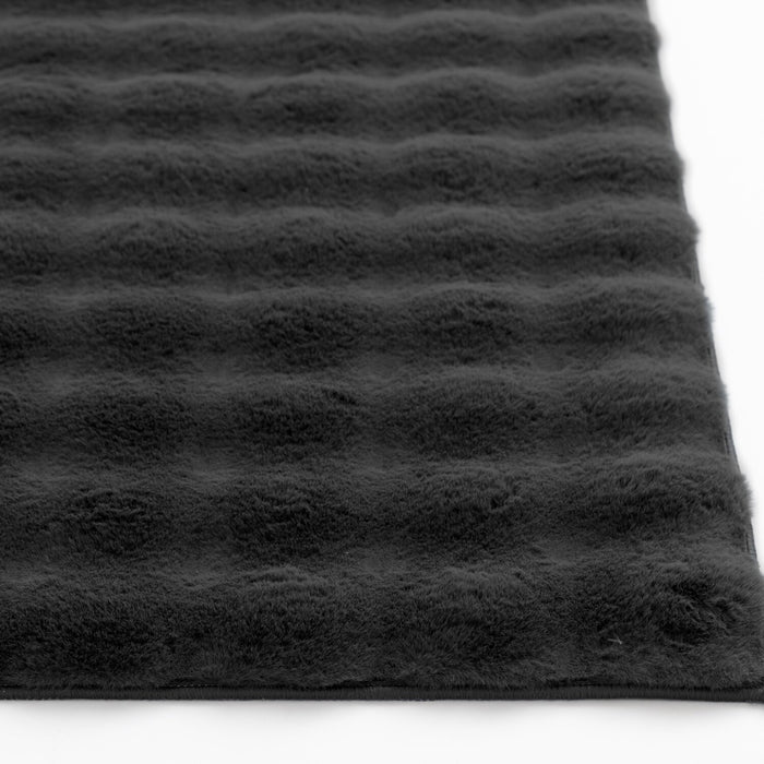 Faux Fur Bubble Dark Grey Area Rug with Memory Foam Backing - 5' x 7'