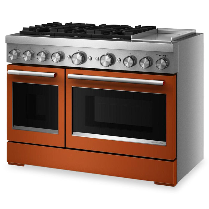 KitchenAid 6.3 Cu. Ft. 6 Burner Dual Fuel Range with Griddle – Scorched Orange - KFDD948SSC 