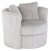 Made in Canada Petite 36\" Chenille Fabric Swivel Cuddler Accent Chair - Groove Mist Grey 