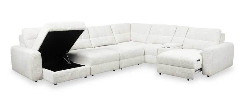 Scott Living Elevate Modular 7-Piece Left-Facing Beige Chenille Fabric Sectional with Power Sliding