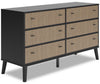 Kylo Bedroom 6-Drawer Dresser, 59\"W x 33.9\"H, Modern Mid-Century - Two-tone Black & Beige 