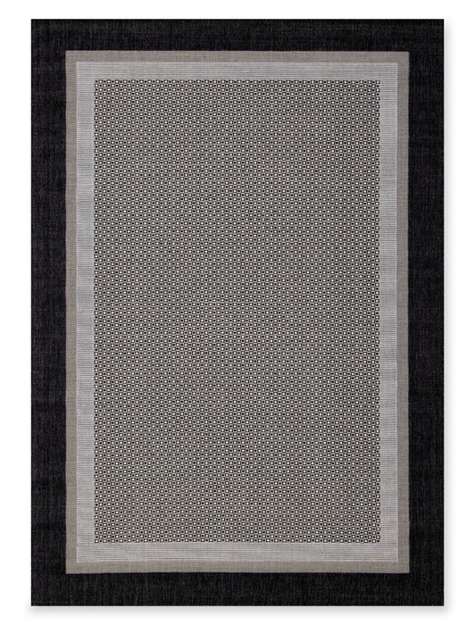 Milo 6'7\" x 9'6\" Flatweave Monochromatic Outdoor Rug – Grey