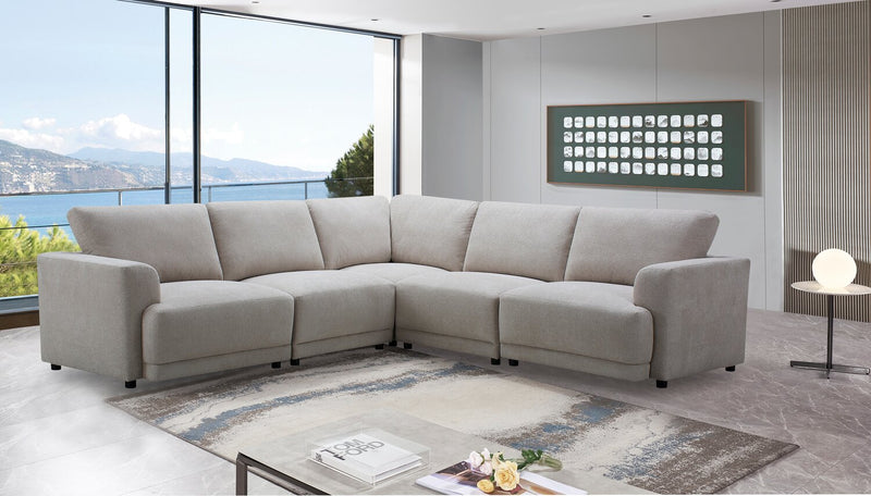 Voyage Modular 5-Piece Fabric Sectional with Removable Back Cushions – Beige 