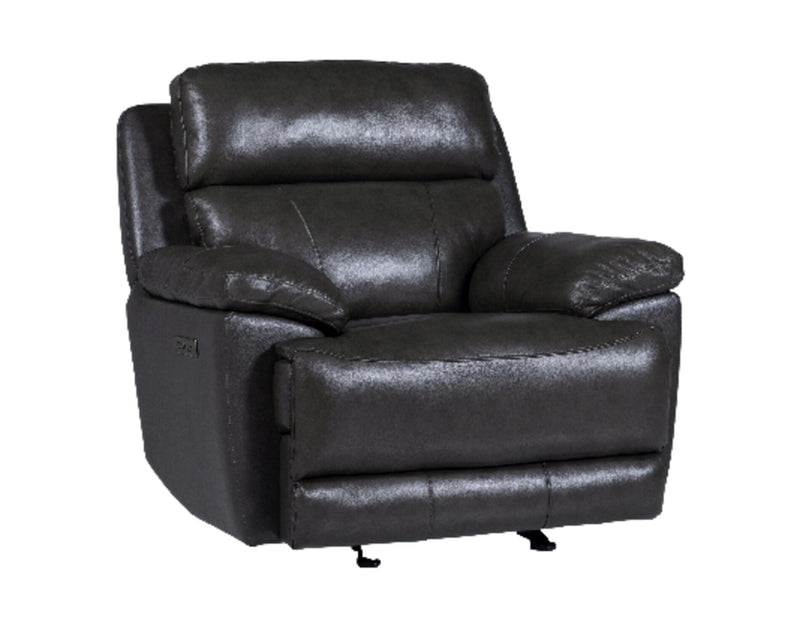Sorrento 42\" Black Genuine Leather Power Reclining Chair with USB Port