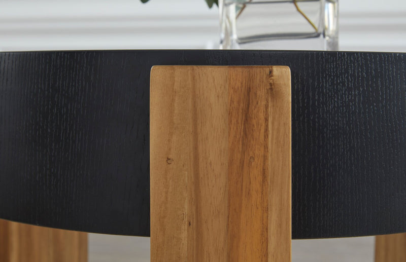 Sutton 42” Modern 2-Pack Round Solid Wood Coffee + End Table - Black