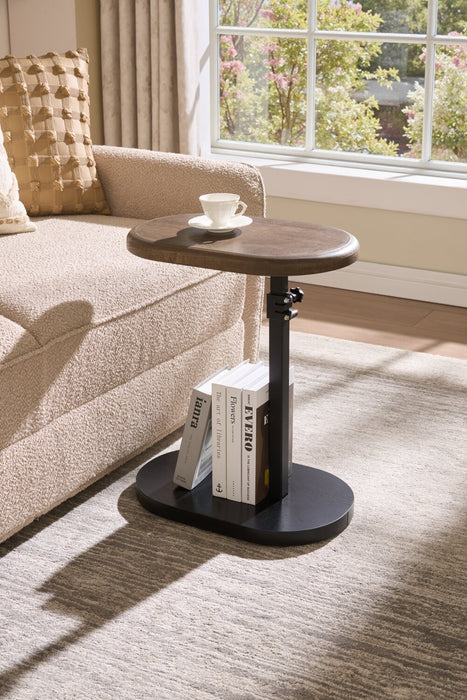 Cedric 15.5\" Adjustable Accent Table – Walnut Oak and Black 