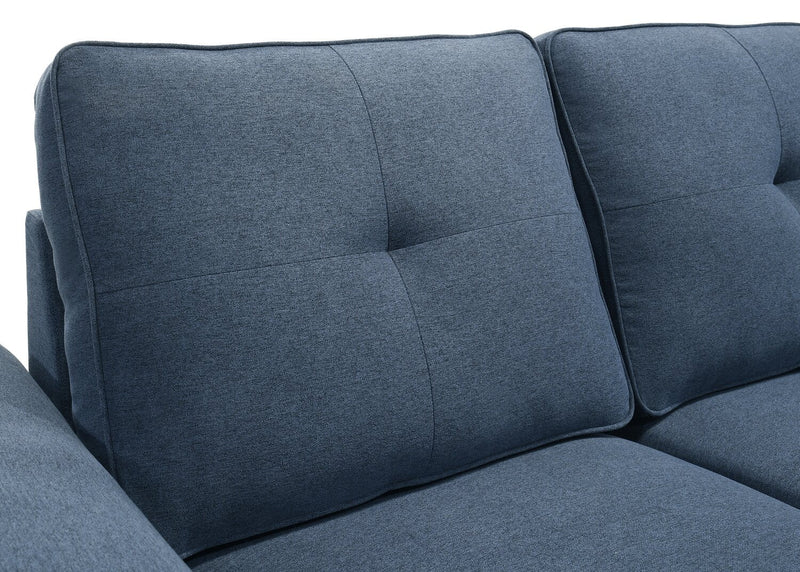 Eden 2-Piece Reversible Fabric Sleeper Sectional with Storage Chaise and Removable Back Cushions - Blue 