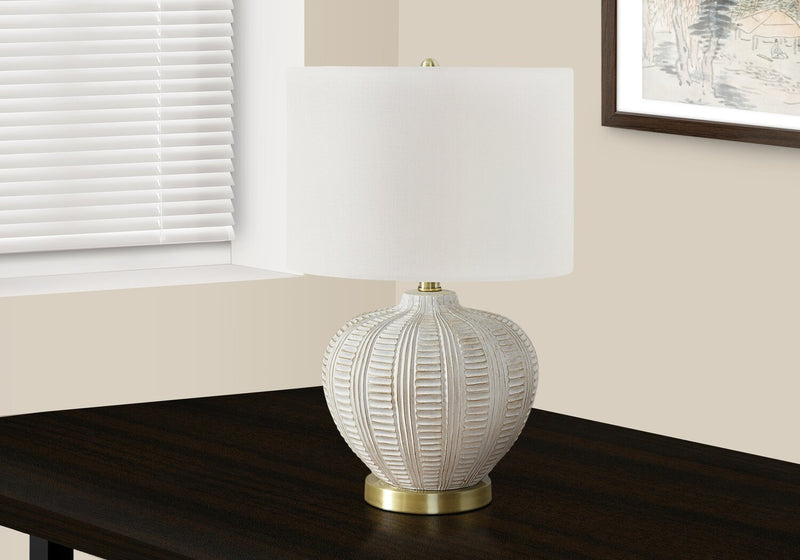 21\" Cream and Gold Resin Table Lamp