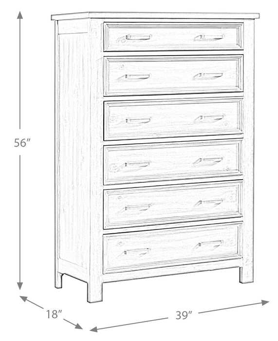 Levi Bedroom Chest of Drawers, 6-Drawer, 39\"W x 56\"H, Wood - Drift Grey 