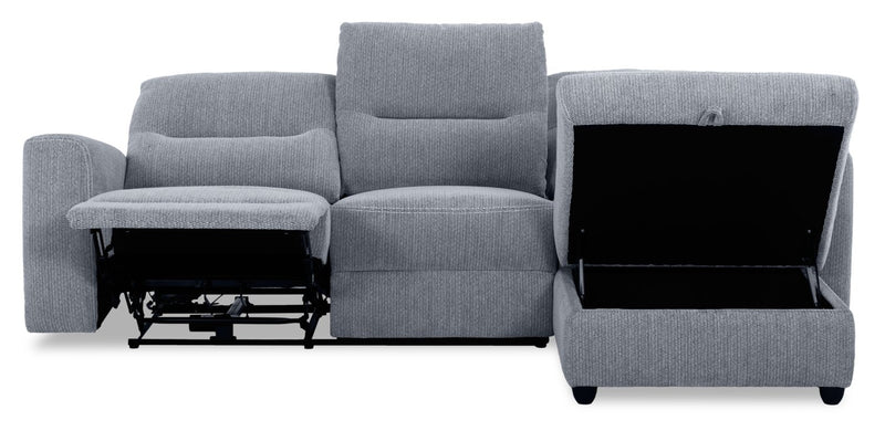 Meadow 2-Piece Right-Facing Charcoal Grey Chenille Fabric Power Reclining Sectional with Storage Chaise